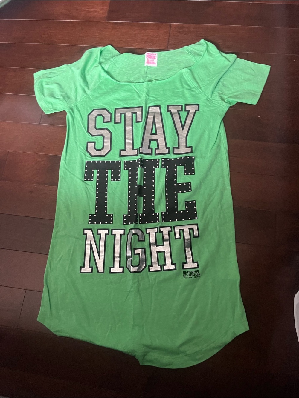 PINK Victoria's Secret Green 'Stay The Night' Sleep Tee